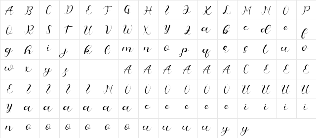 Cheeks Rosy Demo Script Regular  glyph index