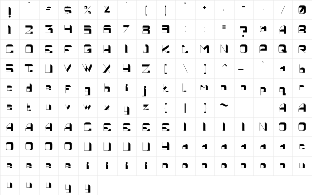 CondetteSt Regular  glyph index