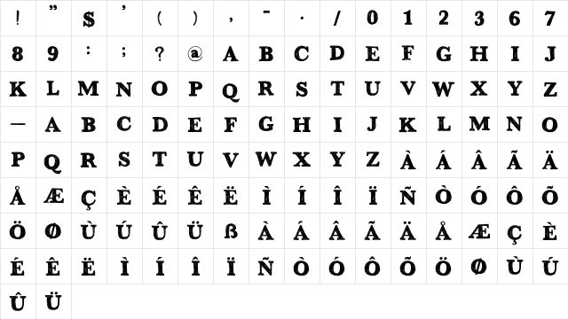 DK Greyfriars Regular  glyph index