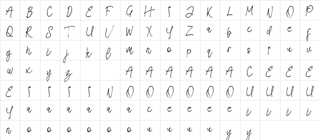 Ayesha Burns Demo Regular  glyph index