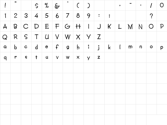 WHITEWASH Regular  glyph index