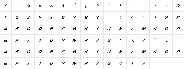 Vigilante Notes Light Light  glyph index