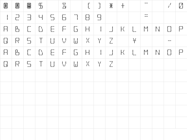 DeJi Regular  glyph index