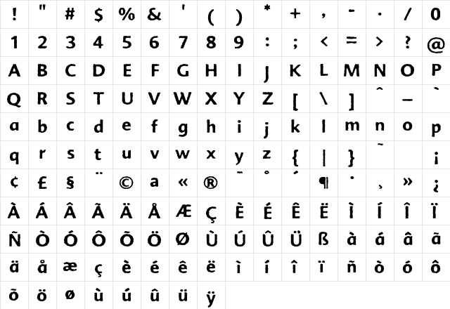 AdvertRough Three  glyph index