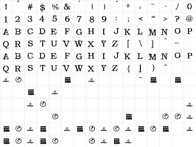 GEKRAZZE Regular  glyph index