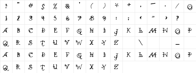 Drill Regular  glyph index