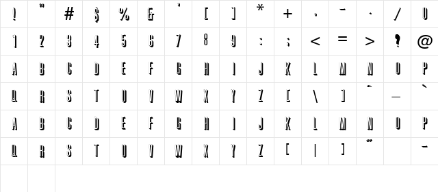 GLENNA Regular  glyph index