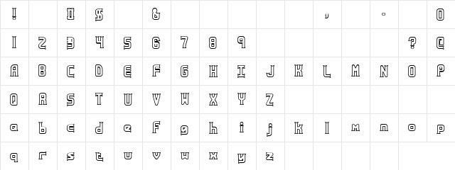 Fatrea thin Regular  glyph index