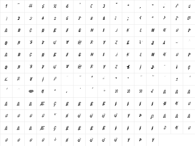 Earthshake Gradient Italic Italic  glyph index