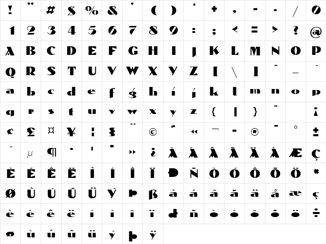 Dominon Lite Normal  glyph index