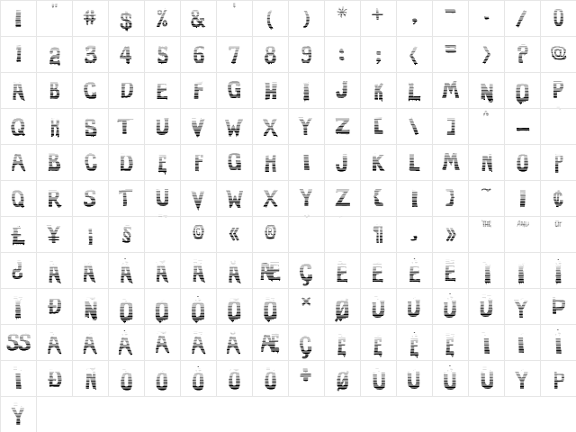 Evil Of Frankenstein Stripped  glyph index