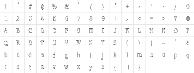 Benguiat-LightHC Regular  glyph index