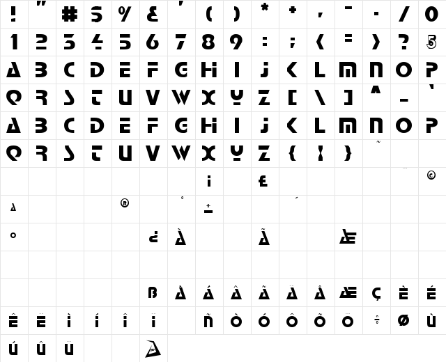 Babylon Industrial 2 Normal  glyph index