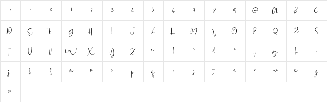 Glorial Regular  glyph index