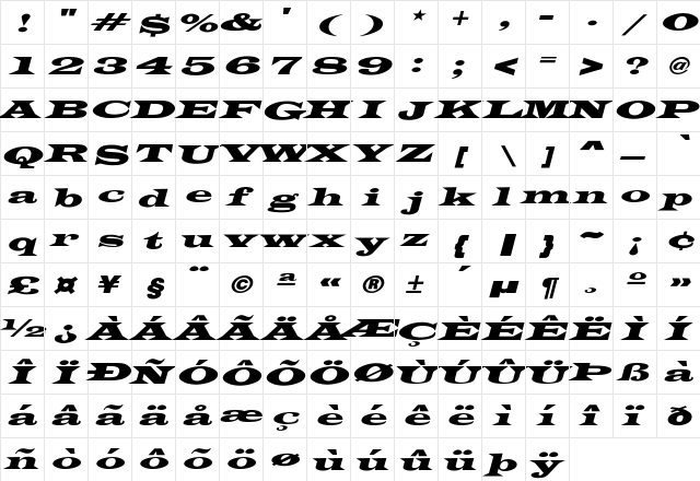 Beleiz 1 Regular  glyph index