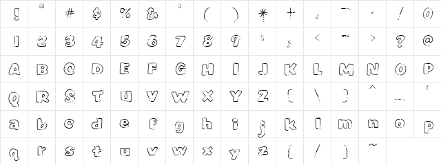 PC Bubble Dot Regular  glyph index
