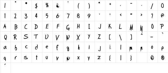 ScobeyScriptSSK Bold  glyph index