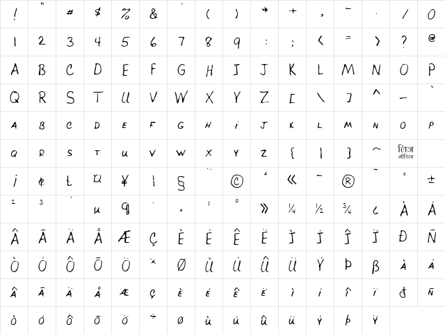 LEHN039 Regular  glyph index