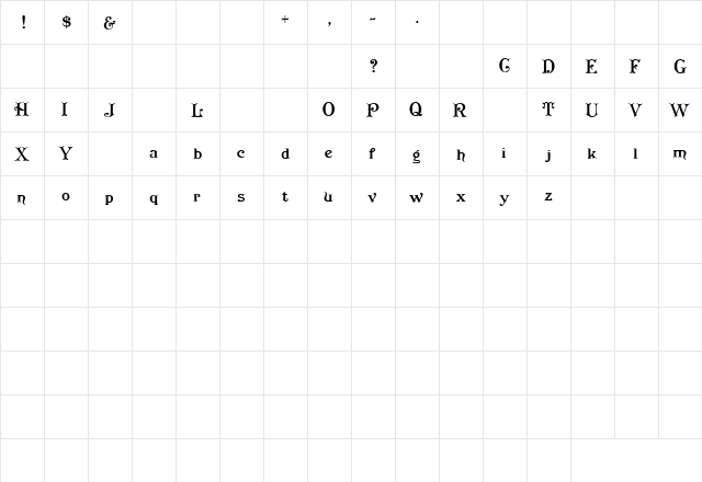 redraw3a Regular  glyph index