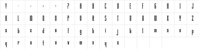 Grackle Plain  glyph index