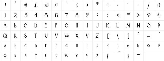 BlackAdderII Regular  glyph index
