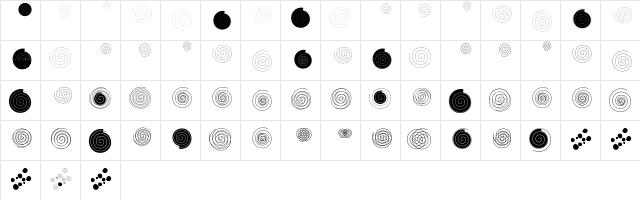 Helixal Regular  glyph index