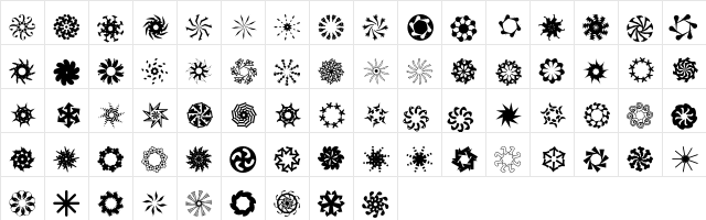 AleOrnamentsRotatoLL Regular  glyph index