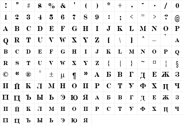 a_SeriferNrCps Bold  glyph index
