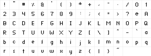 FuseSeven Regular  glyph index