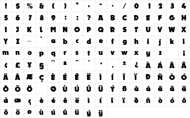 November Regular  glyph index