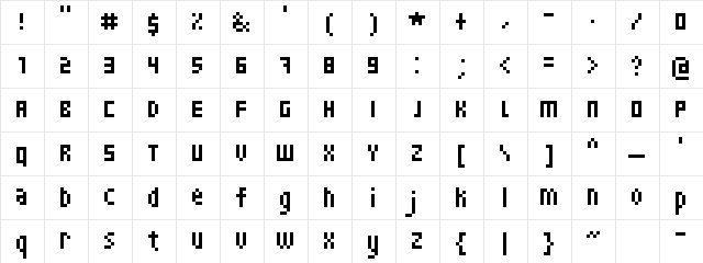 Skinny Regular  glyph index