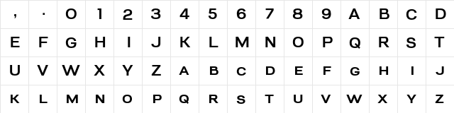 Big River Sample Regular  glyph index