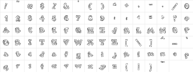 PC Fiesta Regular  glyph index