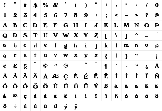 Jaures Normal  glyph index