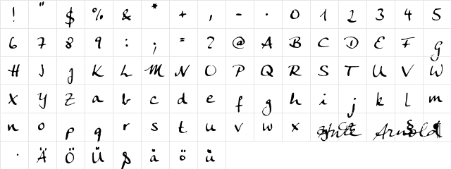 AnkeCalligraph Regular  glyph index