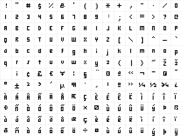 hooge 05_58 Regular  glyph index