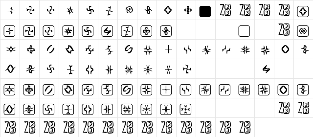 Zone23_foopy6 Normal  glyph index