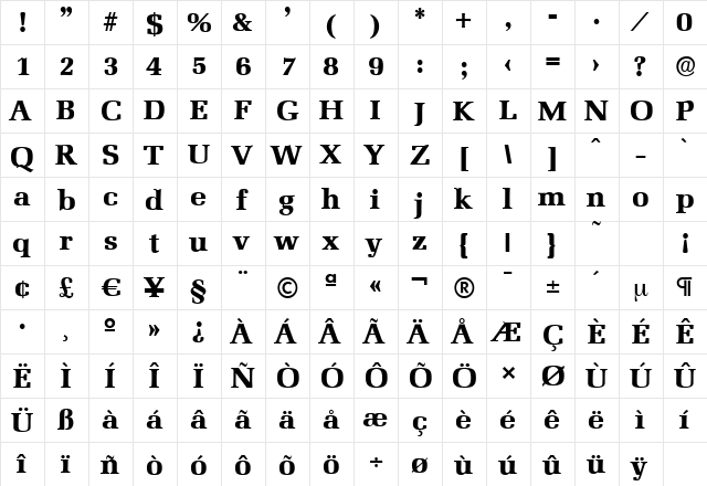 MarseilleSerial-Xbold Regular  glyph index