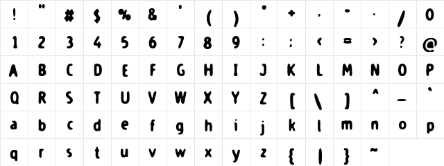 BureaucracyFederal Regular  glyph index