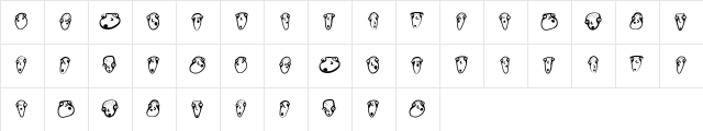 Glatze Regular  glyph index