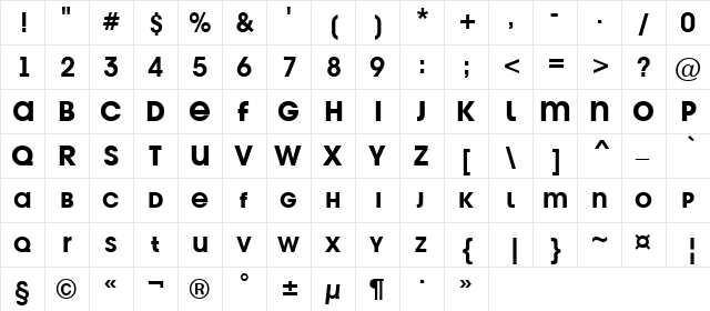 a_AvanteTitlerCpsLC Bold  glyph index