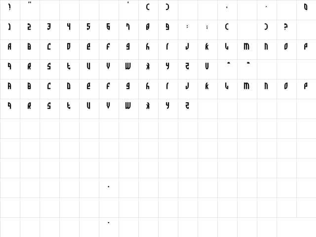 Ewok Bold  glyph index