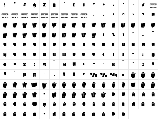 Pligo PERSONAL USE ONLY Regular  glyph index