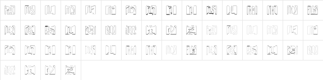 JohannesTraces Regular  glyph index