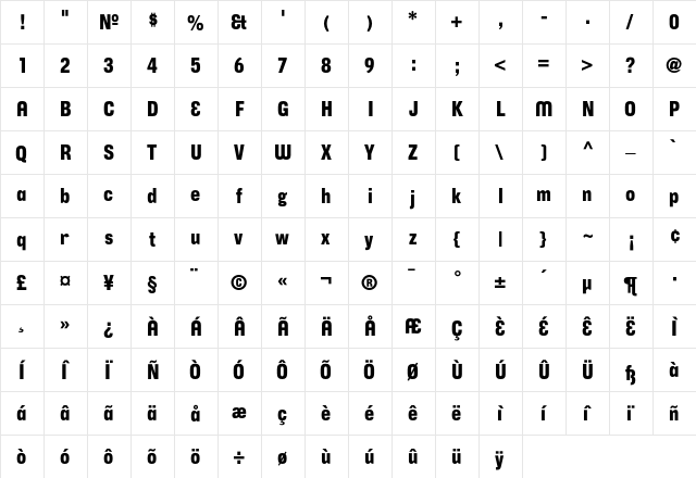 CorpusGothicAlternative Regular  glyph index