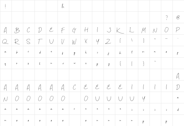 Minimalisty Demo Regular  glyph index