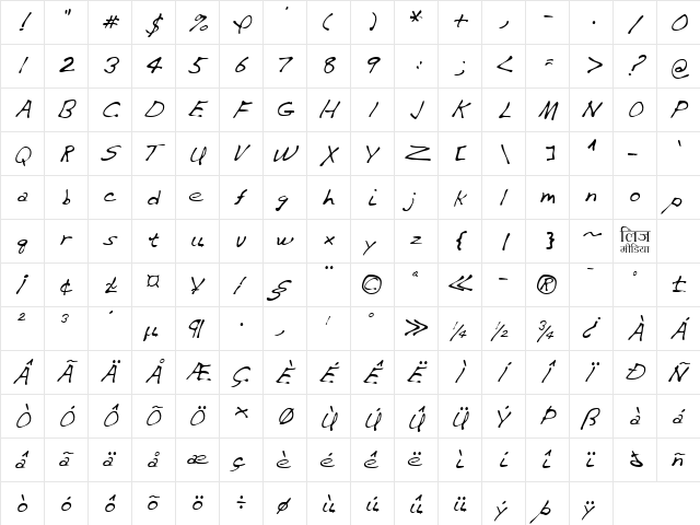 LEHN282 Regular  glyph index