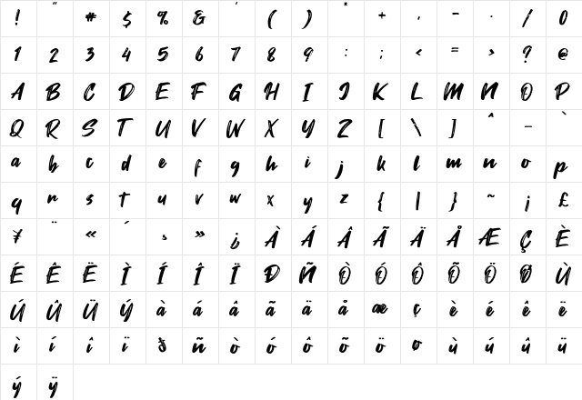 Fontjek Regular  glyph index