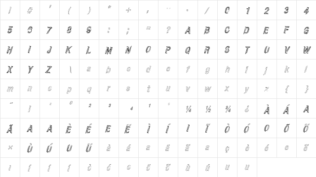 CARBONCILLO PALO Italic  glyph index