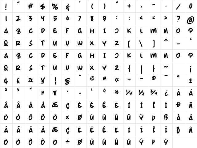 Gumy Monster Regular  glyph index